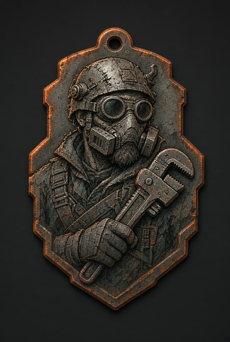 Pipe Wrench Marek — salvage tag art
